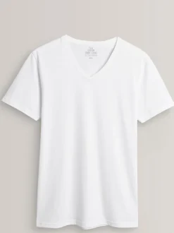 Ondergoed|Ondergoed*Next - Verpakking van 5 slim-fit 100% katoenen T-shirts met V-hals en laagjes Wit