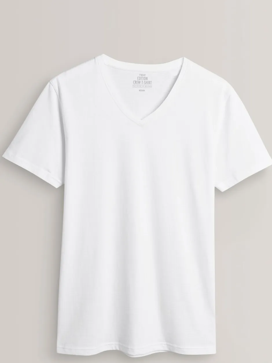 Ondergoed|Ondergoed*Next - Verpakking van 5 slim-fit 100% katoenen T-shirts met V-hals en laagjes Wit