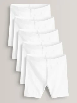 Shorts En Rokken*Next - Verpakking van 5 stretchy fietsshorts met hoog katoengehalte (3-16jr) Wit