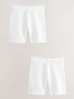 Shorts En Rokken|Next - Verpakking van 2 stretchy fietsshorts met hoog katoengehalte (3-16jr) Wit