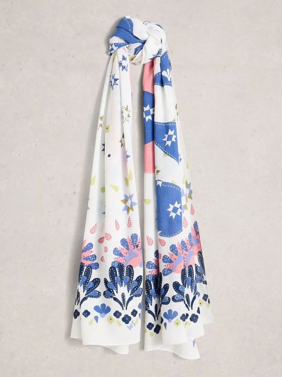 Mutsen, Handschoenen En Sjaals|White Stuff - Sophie sjaal met print Wit
