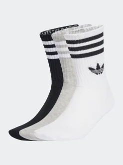 Sokken|Sokken|adidas originals Wit chroom - Ronde hals - 3-Strepen Crew Sokken 3 paar