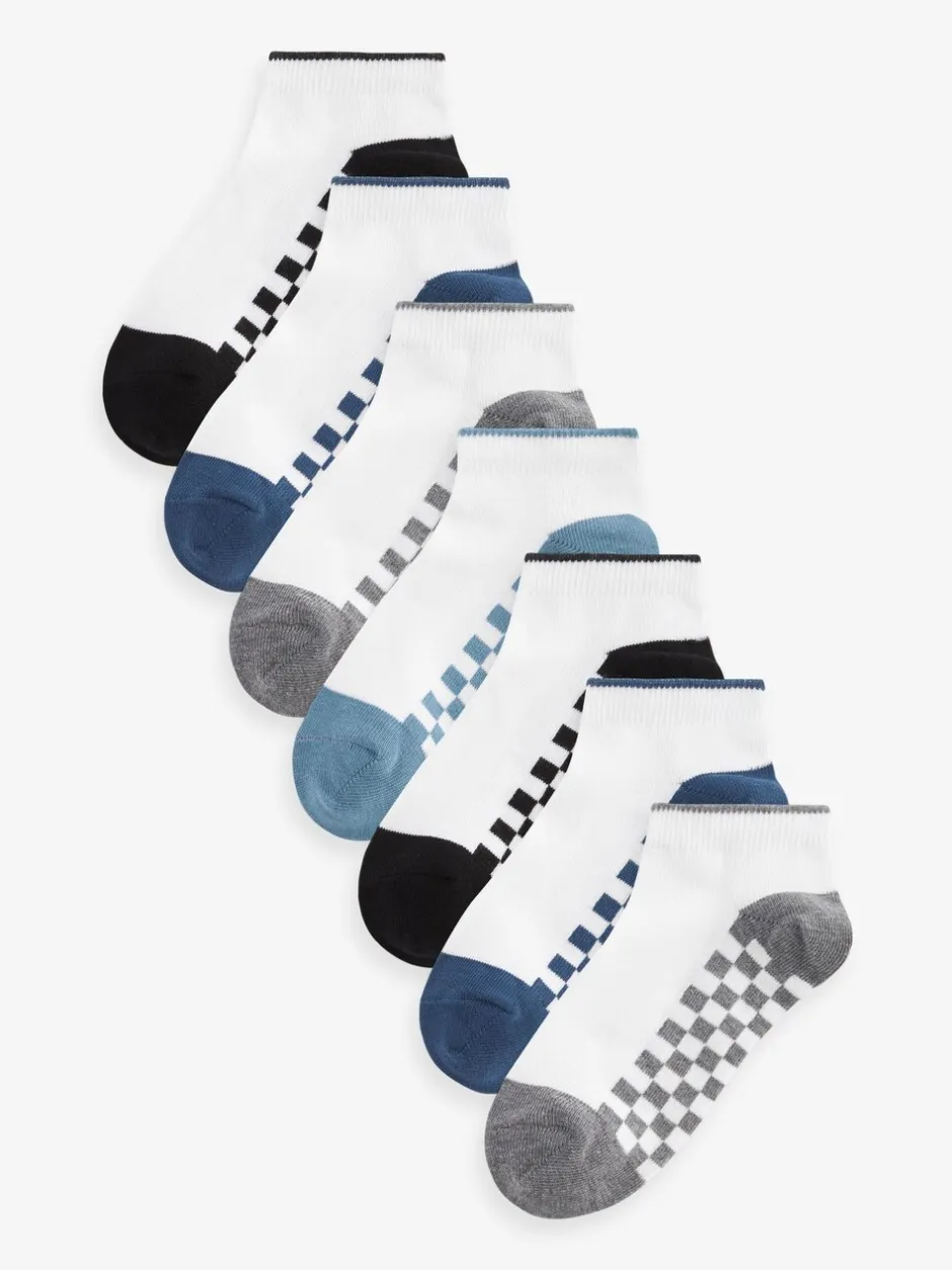 Sokken*Next - 7 paar katoenrijke sneakersokken Wit dambordprint
