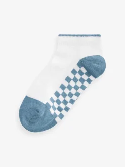 Sokken*Next - 7 paar katoenrijke sneakersokken Wit dambordprint