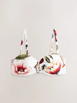 Badkleding*Next Wit en Rood Bloemen - Bandeaubikinitop met beugel