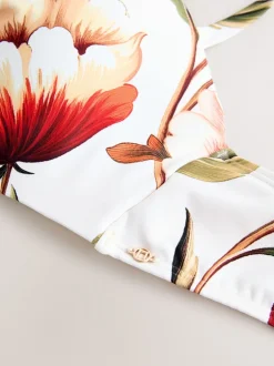 Badkleding*Next Wit en Rood Bloemen - Bandeaubikinitop met beugel