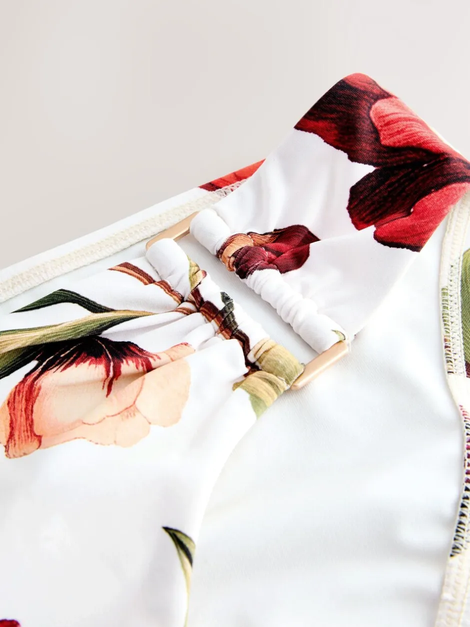 Badkleding*Next Wit en Rood Bloemen - Hardware Bikini Bottoms