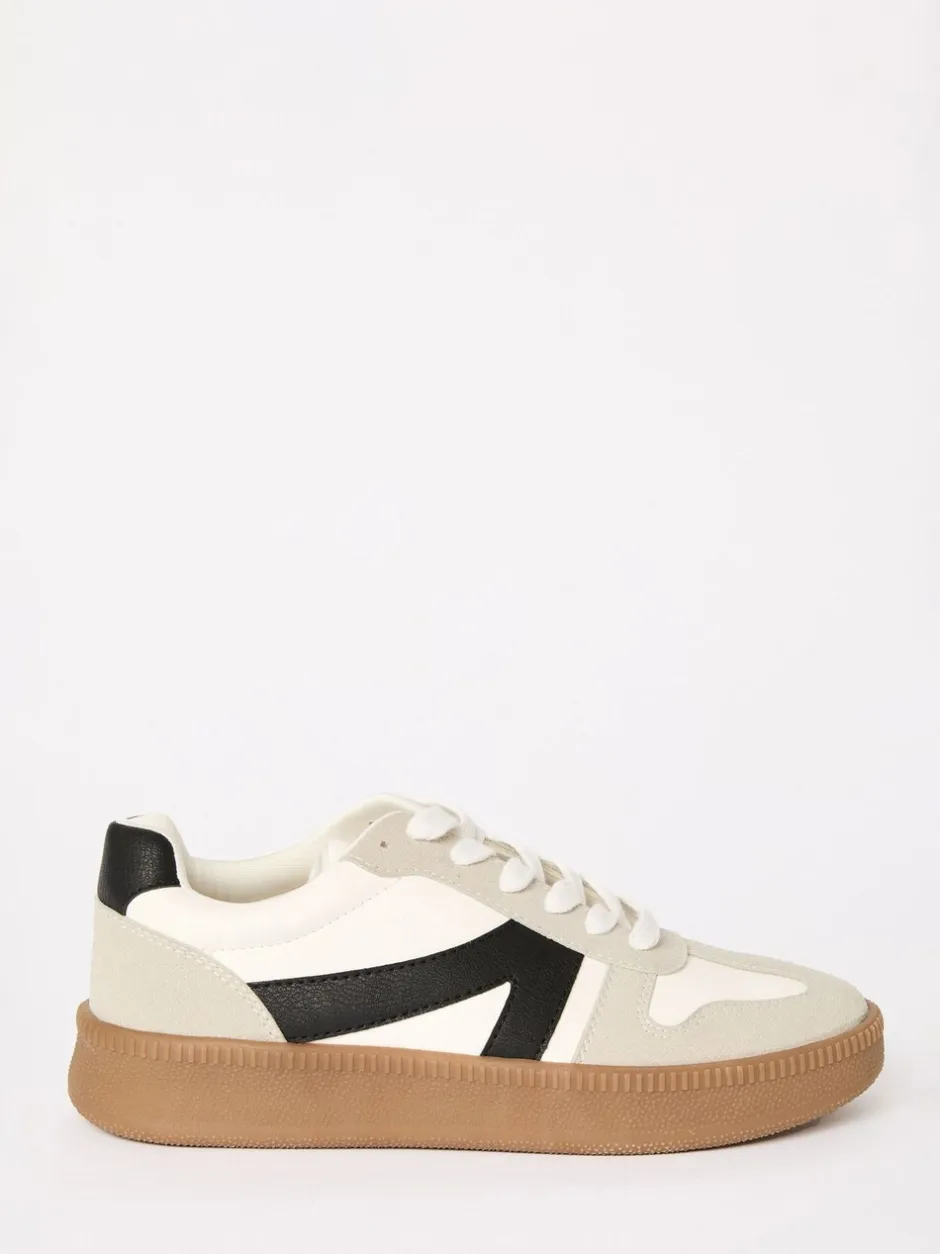 Sneakers|Friends Like These Wit en zwart - Lace Up Retro Gumsole Sports Trainers