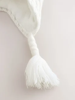 Mutsjes En Antikrabwantjes|Mutsen, Handschoenen En Sjaals*Next - Baby Pointelle Pilotenmuts met Dubbele Pompon (0mnd-2jr) Wit gebreid