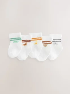 Sokken En Panty's|Sokken|Next - Verpakking van 5 paar babysokken (0 mnd-2 jr) Wit gestreept