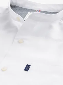 Formele Overhemden|Shirts*Next Wit hemd zonder kraag - Normale Pasvorm - Gemakkelijk te strijken Oxford overhemd met doorlopende knopen