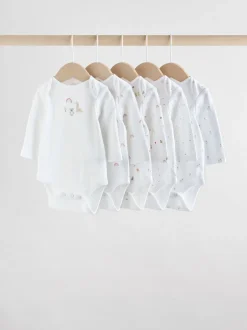 Rompertjes En Hemdjes|Rompertjes En Hemdjes|Next Wit met figuurprint - Baby Bodysuits met Lange mouwen van 100% katoen