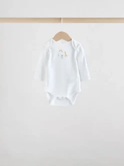 Rompertjes En Hemdjes|Rompertjes En Hemdjes|Next Wit met figuurprint - Baby Bodysuits met Lange mouwen van 100% katoen