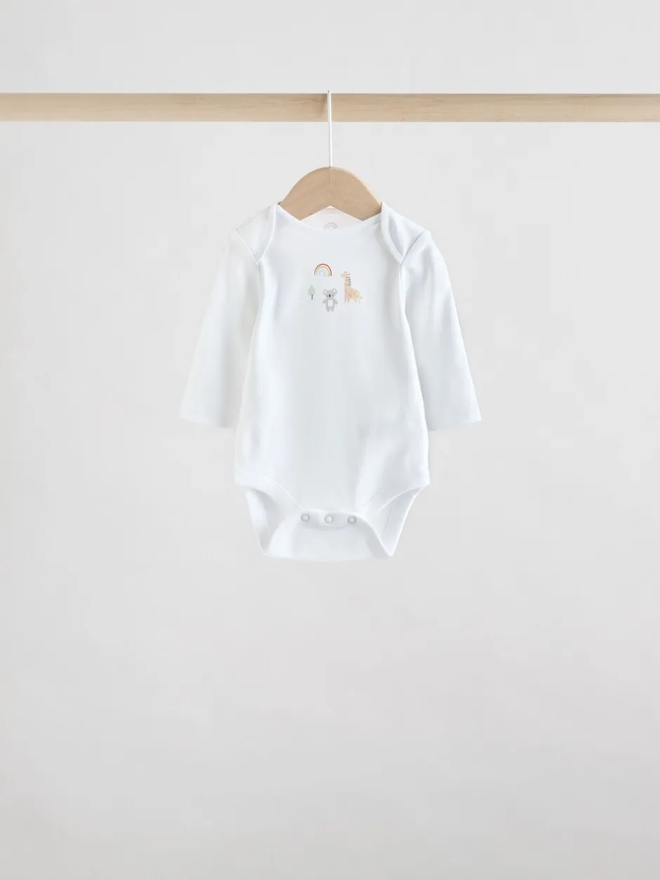 Rompertjes En Hemdjes|Rompertjes En Hemdjes|Next Wit met figuurprint - Baby Bodysuits met Lange mouwen van 100% katoen