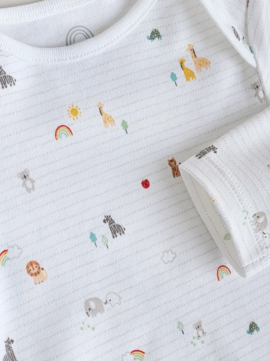 Rompertjes En Hemdjes|Rompertjes En Hemdjes|Next Wit met figuurprint - Baby Bodysuits met Lange mouwen van 100% katoen