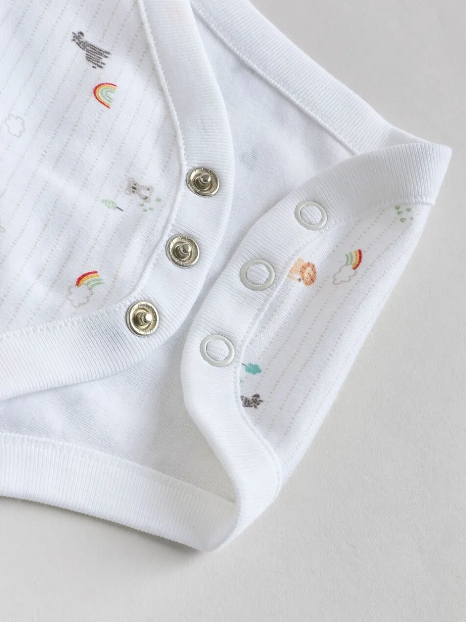 Rompertjes En Hemdjes|Rompertjes En Hemdjes|Next Wit met figuurprint - Baby Bodysuits met Lange mouwen van 100% katoen