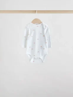 Rompertjes En Hemdjes|Rompertjes En Hemdjes|Next Wit met figuurprint - Baby Bodysuits met Lange mouwen van 100% katoen
