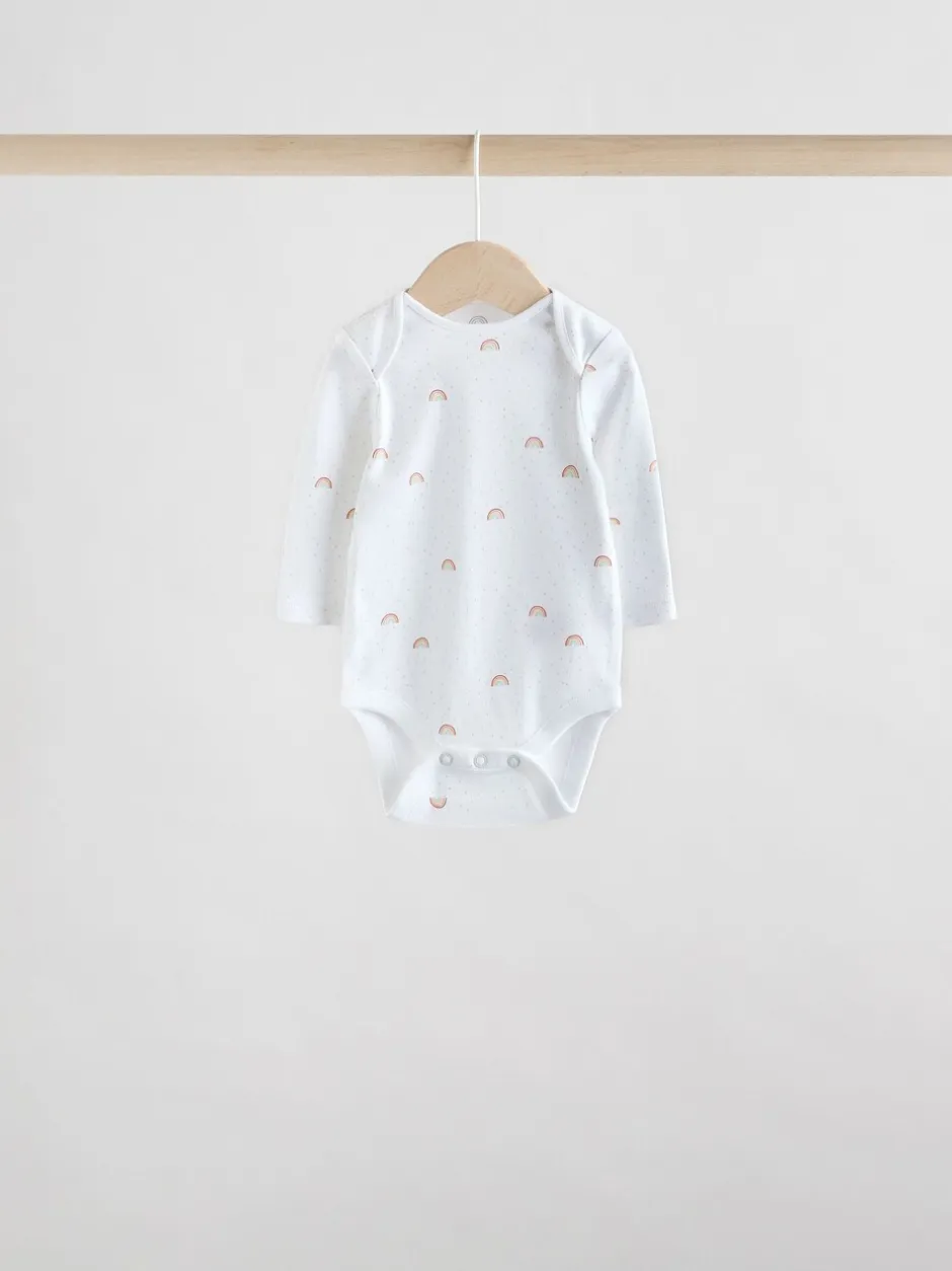 Rompertjes En Hemdjes|Rompertjes En Hemdjes|Next Wit met figuurprint - Baby Bodysuits met Lange mouwen van 100% katoen