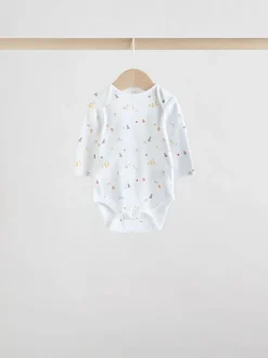 Rompertjes En Hemdjes|Rompertjes En Hemdjes|Next Wit met figuurprint - Baby Bodysuits met Lange mouwen van 100% katoen