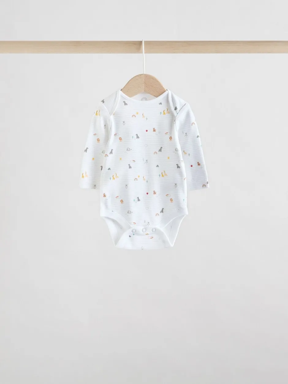 Rompertjes En Hemdjes|Rompertjes En Hemdjes|Next Wit met figuurprint - Baby Bodysuits met Lange mouwen van 100% katoen
