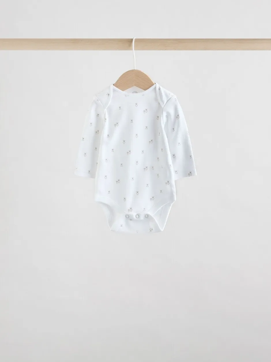 Rompertjes En Hemdjes|Rompertjes En Hemdjes|Next Wit met figuurprint - Baby Bodysuits met Lange mouwen van 100% katoen
