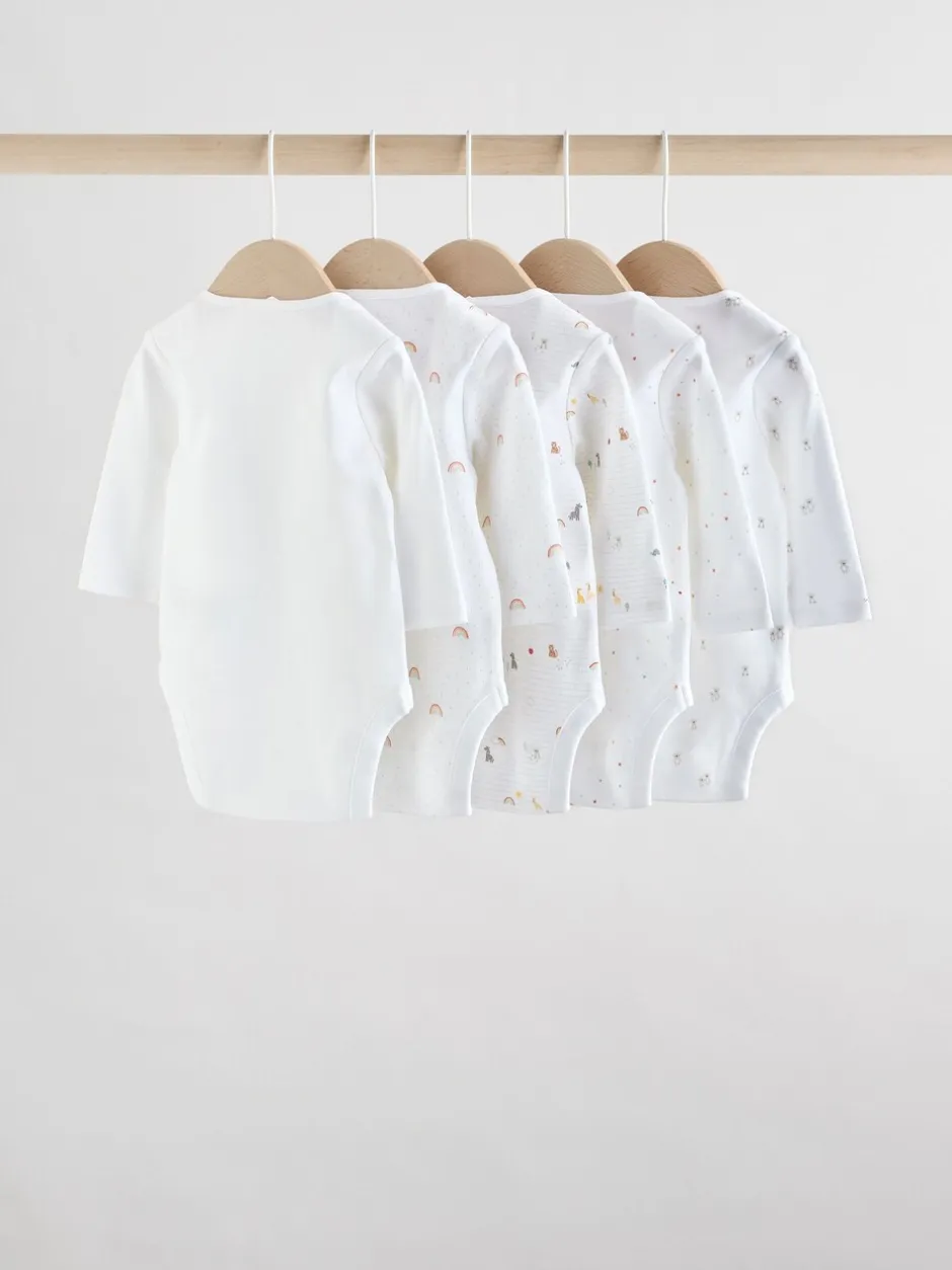 Rompertjes En Hemdjes|Rompertjes En Hemdjes|Next Wit met figuurprint - Baby Bodysuits met Lange mouwen van 100% katoen