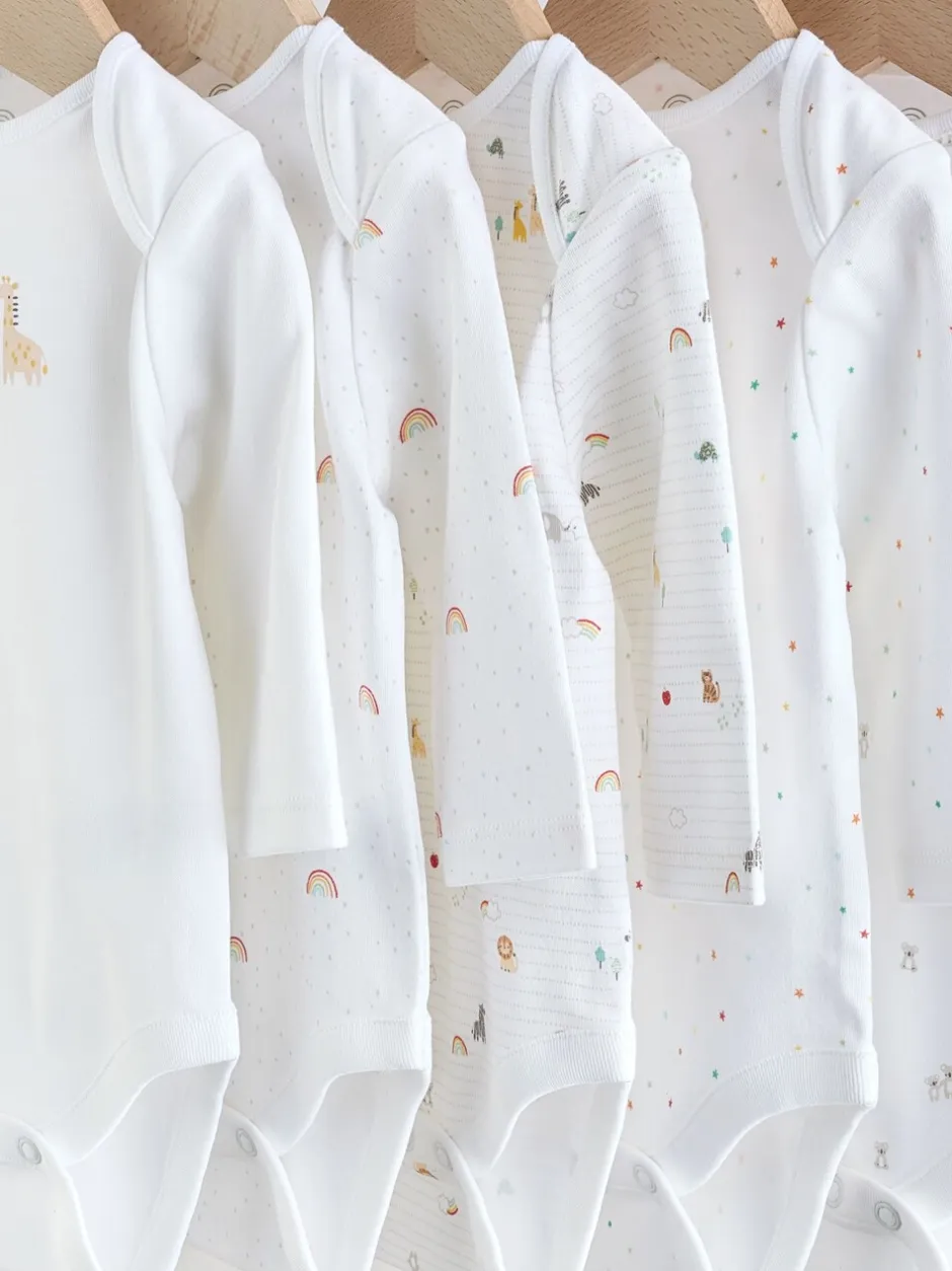 Rompertjes En Hemdjes|Rompertjes En Hemdjes|Next Wit met figuurprint - Baby Bodysuits met Lange mouwen van 100% katoen