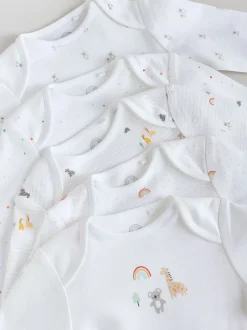 Rompertjes En Hemdjes|Rompertjes En Hemdjes|Next Wit met figuurprint - Baby Bodysuits met Lange mouwen van 100% katoen