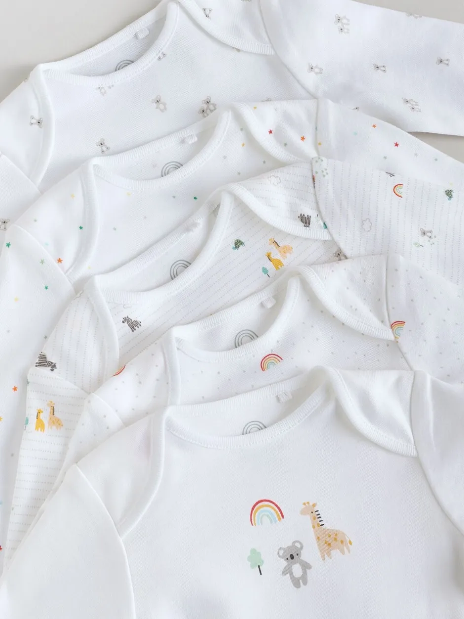 Rompertjes En Hemdjes|Rompertjes En Hemdjes|Next Wit met figuurprint - Baby Bodysuits met Lange mouwen van 100% katoen