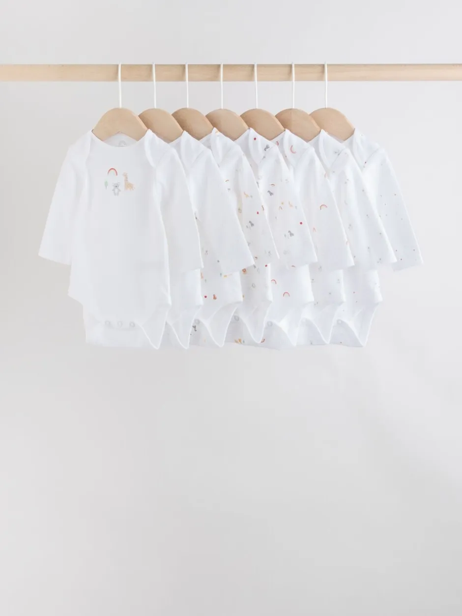 Rompertjes En Hemdjes|Rompertjes En Hemdjes|Next Wit met figuurprint - Baby Bodysuits met Lange mouwen van 100% katoen