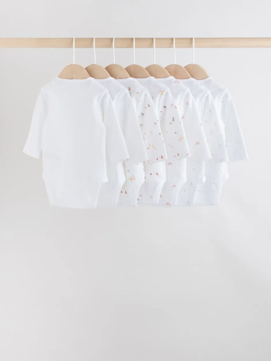 Rompertjes En Hemdjes|Rompertjes En Hemdjes|Next Wit met figuurprint - Baby Bodysuits met Lange mouwen van 100% katoen