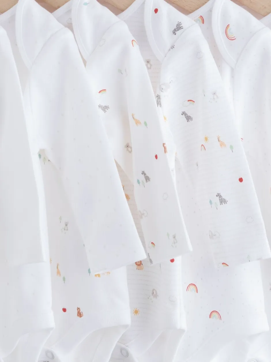 Rompertjes En Hemdjes|Rompertjes En Hemdjes|Next Wit met figuurprint - Baby Bodysuits met Lange mouwen van 100% katoen