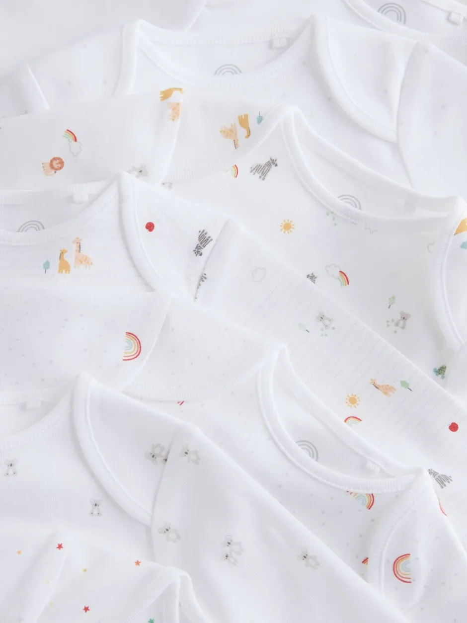 Rompertjes En Hemdjes|Rompertjes En Hemdjes|Next Wit met figuurprint - Baby Bodysuits met Lange mouwen van 100% katoen