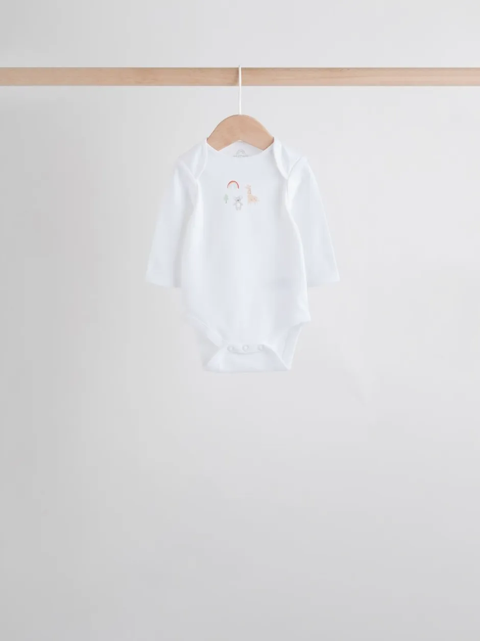 Rompertjes En Hemdjes|Rompertjes En Hemdjes|Next Wit met figuurprint - Baby Bodysuits met Lange mouwen van 100% katoen