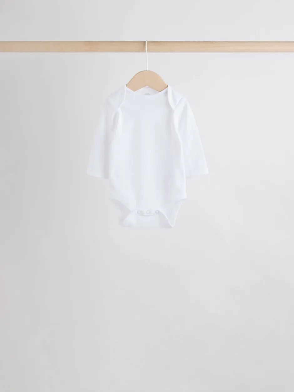 Rompertjes En Hemdjes|Rompertjes En Hemdjes|Next Wit met figuurprint - Baby Bodysuits met Lange mouwen van 100% katoen