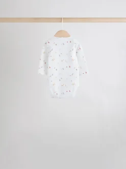 Rompertjes En Hemdjes|Rompertjes En Hemdjes|Next Wit met figuurprint - Baby Bodysuits met Lange mouwen van 100% katoen