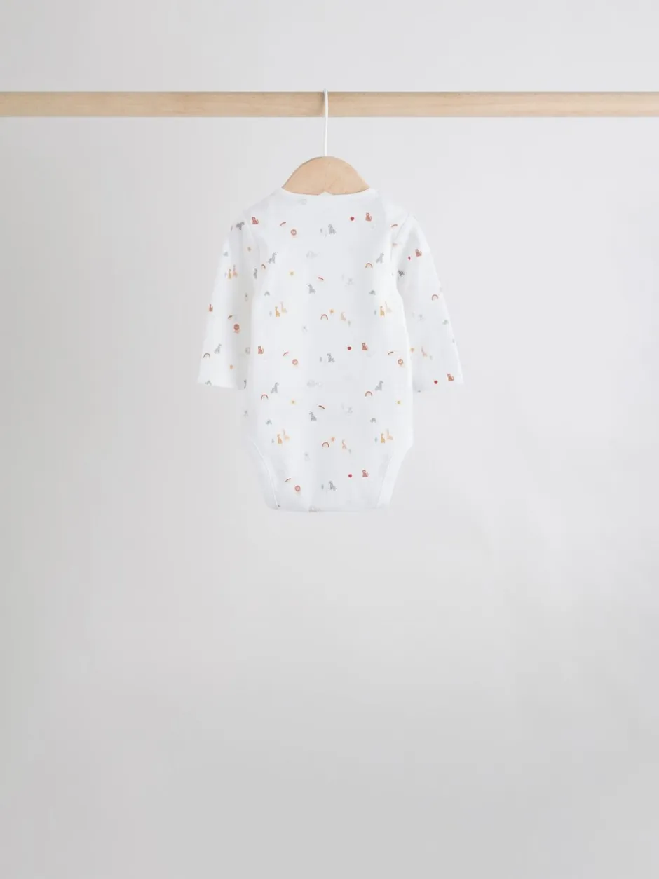 Rompertjes En Hemdjes|Rompertjes En Hemdjes|Next Wit met figuurprint - Baby Bodysuits met Lange mouwen van 100% katoen