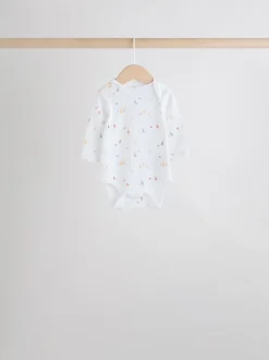 Rompertjes En Hemdjes|Rompertjes En Hemdjes|Next Wit met figuurprint - Baby Bodysuits met Lange mouwen van 100% katoen