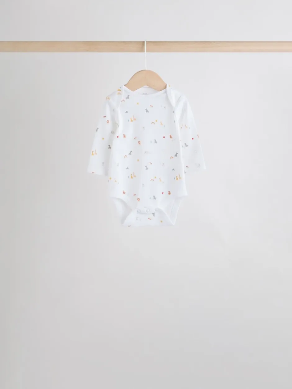 Rompertjes En Hemdjes|Rompertjes En Hemdjes|Next Wit met figuurprint - Baby Bodysuits met Lange mouwen van 100% katoen