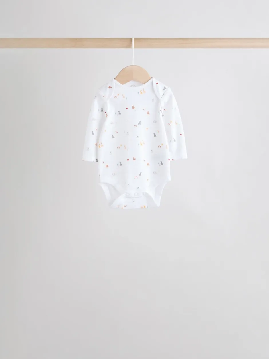 Rompertjes En Hemdjes|Rompertjes En Hemdjes|Next Wit met figuurprint - Baby Bodysuits met Lange mouwen van 100% katoen