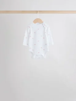 Rompertjes En Hemdjes|Rompertjes En Hemdjes|Next Wit met figuurprint - Baby Bodysuits met Lange mouwen van 100% katoen