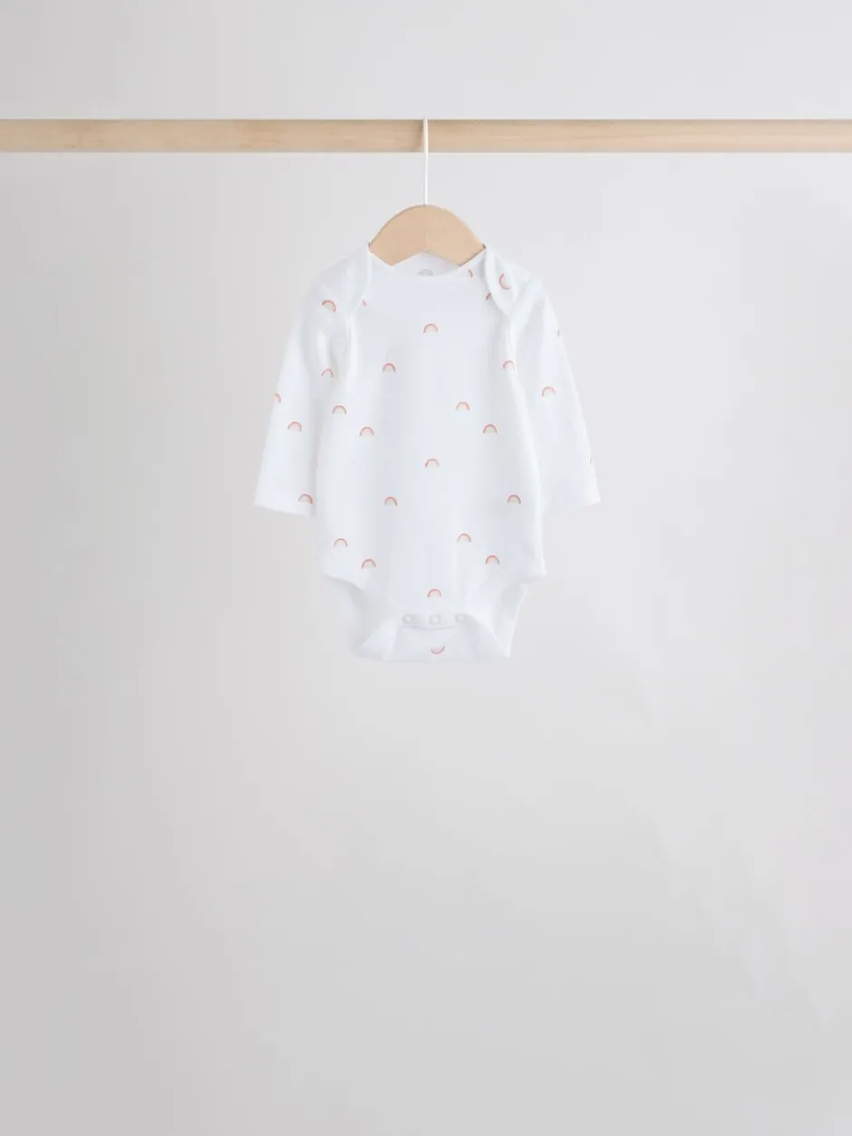 Rompertjes En Hemdjes|Rompertjes En Hemdjes|Next Wit met figuurprint - Baby Bodysuits met Lange mouwen van 100% katoen