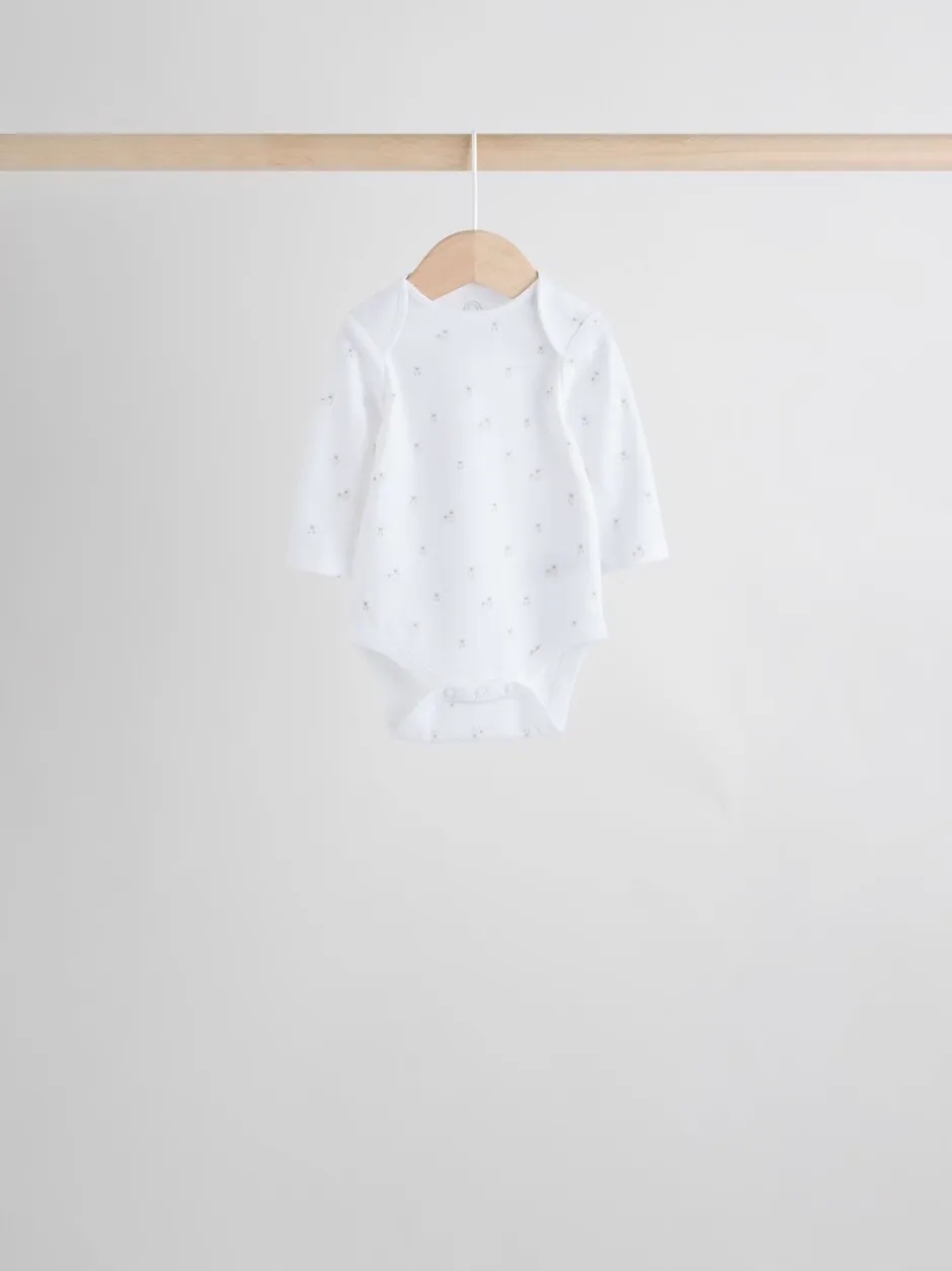 Rompertjes En Hemdjes|Rompertjes En Hemdjes|Next Wit met figuurprint - Baby Bodysuits met Lange mouwen van 100% katoen