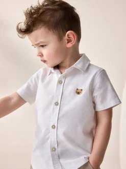 Shirts|Next - Oxford-overhemd met lange mouwen (3 mnd-7 jr) Wit met figuurprint