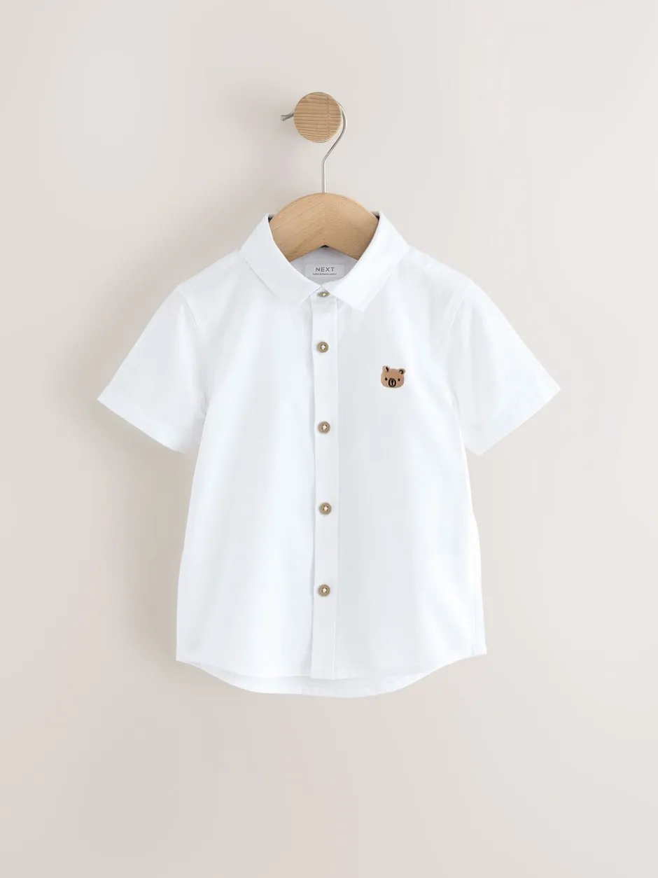 Shirts|Next - Oxford-overhemd met lange mouwen (3 mnd-7 jr) Wit met figuurprint
