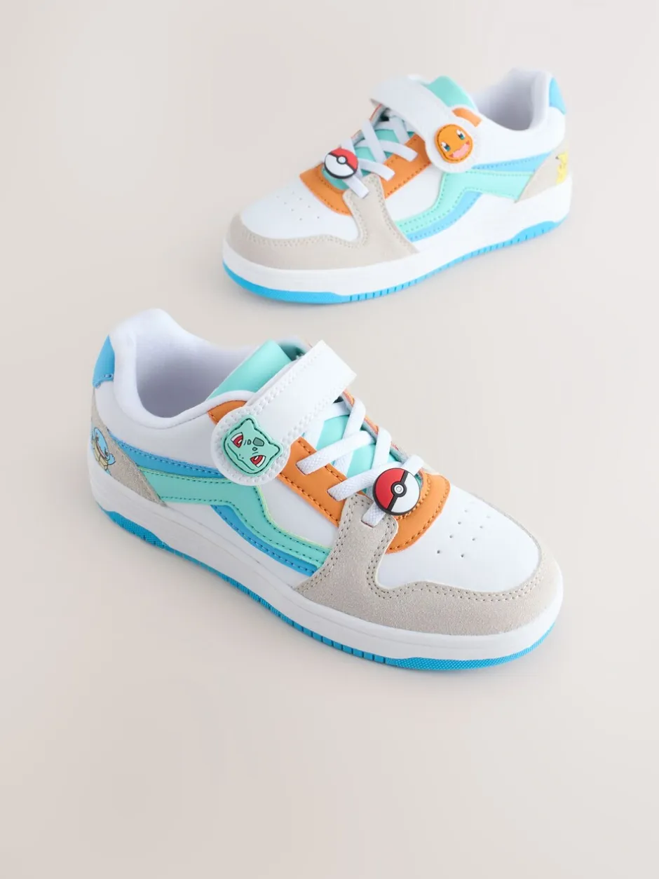 Sneakers|Next Wit met kleurvlakken - Pokemon sneakers met elastische veter