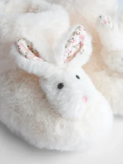 Pantoffels*Jojo Maman Bébé - Plush Slipper Boots Wit met konijn