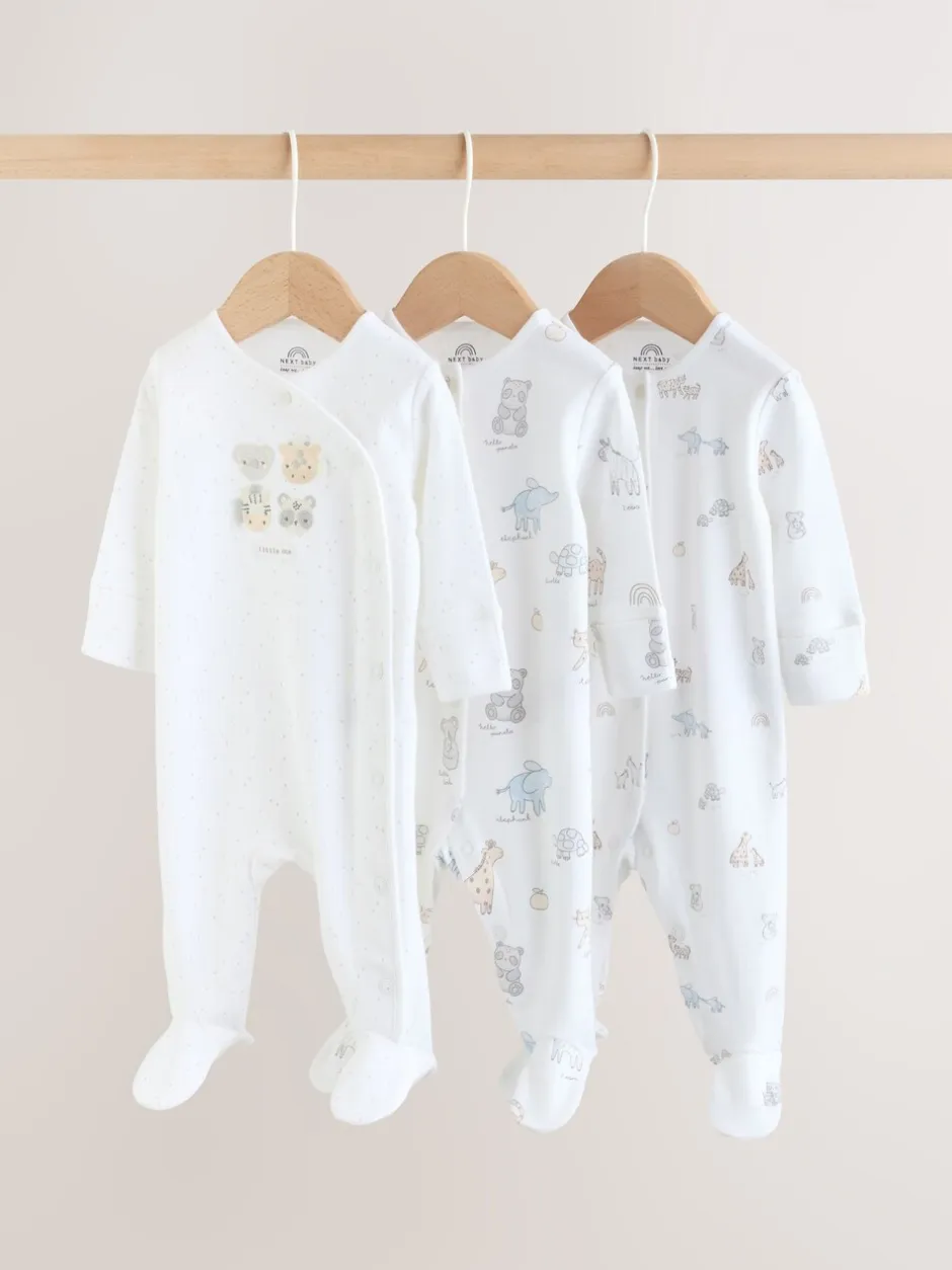 Babypakjes En Babypyjama's|Next - Verpakking van 3 babypyjama's (0-2jr) Wit met safariprint