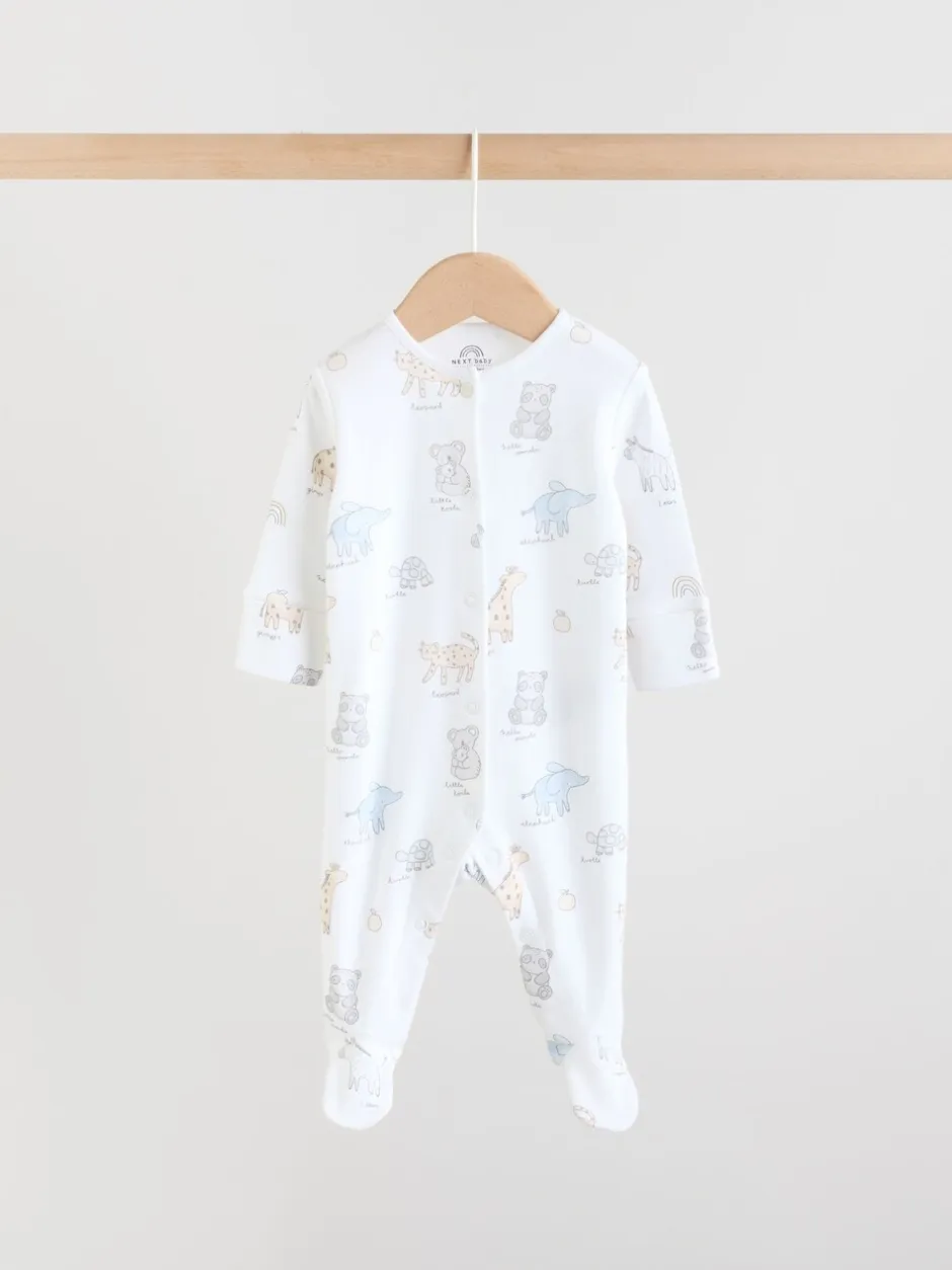 Babypakjes En Babypyjama's|Next - Verpakking van 3 babypyjama's (0-2jr) Wit met safariprint