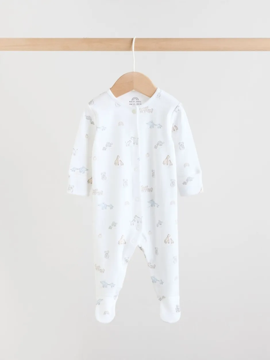 Babypakjes En Babypyjama's|Next - Verpakking van 3 babypyjama's (0-2jr) Wit met safariprint